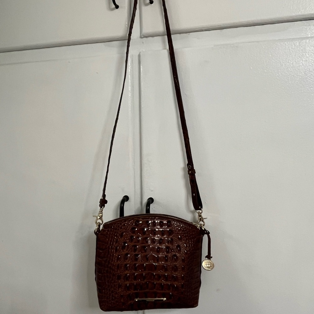 Brahmin Rich Brown Croc-Embossed Crossbody Bag - Picture 5 of 7